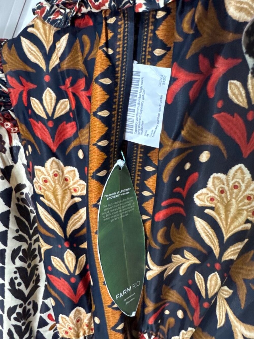 NWT Farm Rio Tapestry Garden High Neck Long Sleeve Dress Medium MSRP $399 - Picture 8 of 13